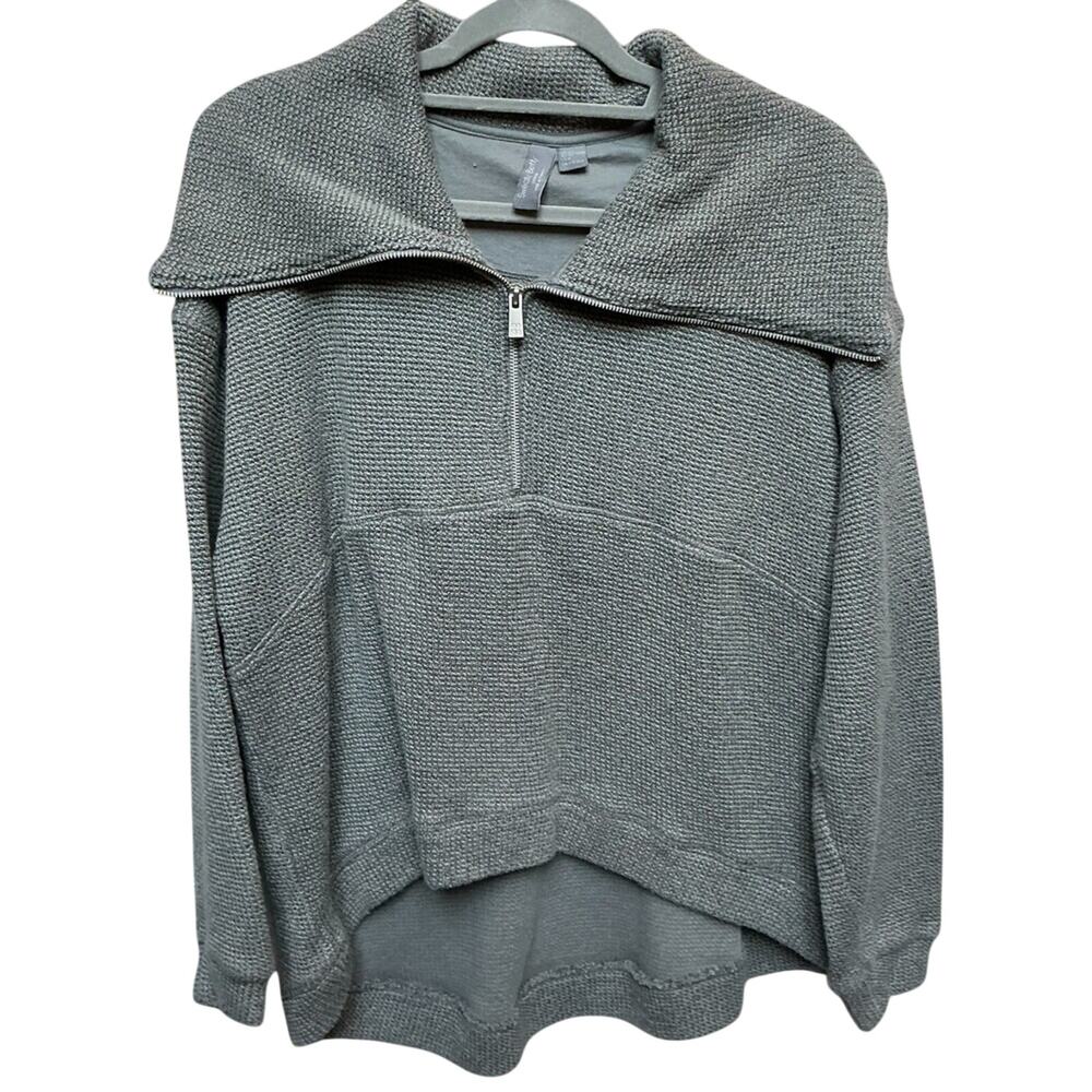 Sweaty Betty US Gray Textured Knit Sweater Half Zip Collar